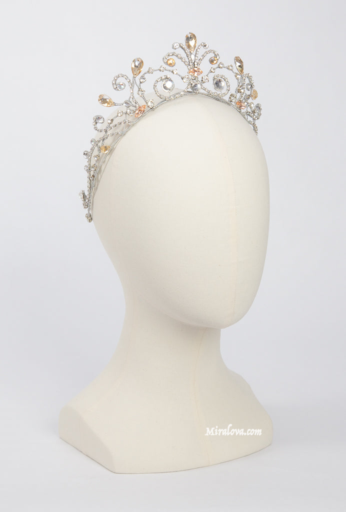 SILVER CROWN WITH PEACH STONES